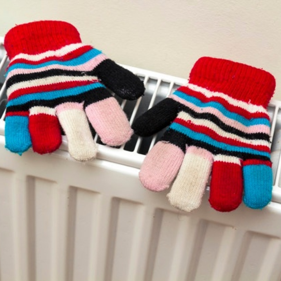Radiator with gloves 2 detail